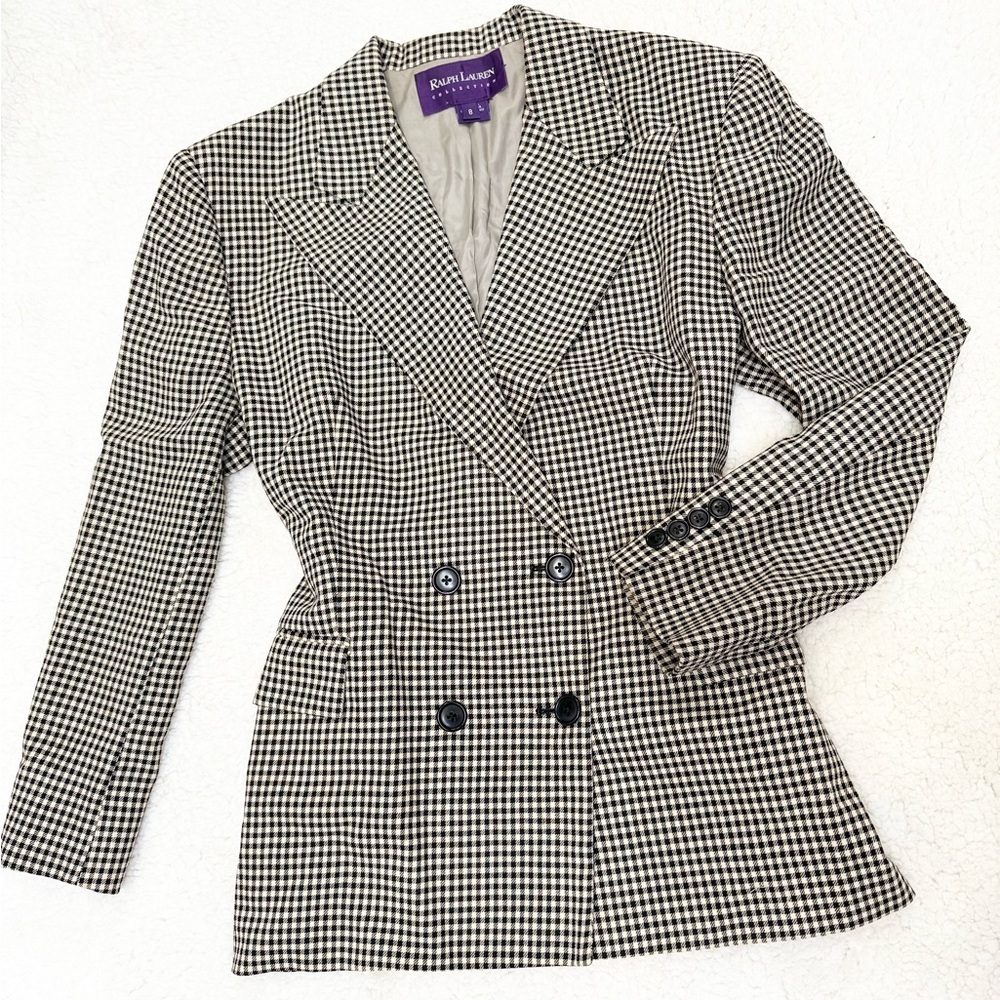 Ralph Lauren Collection- Ralph Lauren Purple Label Black and beige Check Blazer